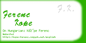 ferenc kope business card